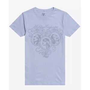 Sabrina Carpenter Ribbon Frame Boyfriend Fit Girls T-Shirt Light Blue Size Sm